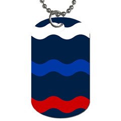 Wave Line Waves Blue White Red Flag Dog Tag (two Sides)