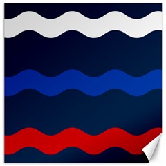 Wave Line Waves Blue White Red Flag Canvas 12  X 12  