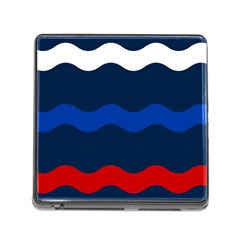 Wave Line Waves Blue White Red Flag Memory Card Reader (square)