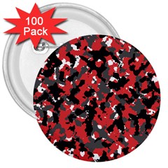 Spot Camuflase Red Black 3  Buttons (100 Pack)  by Alisyart