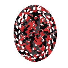 Spot Camuflase Red Black Oval Filigree Ornament (two Sides)