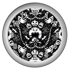 Wrapping Paper Nightmare Monster Sinister Helloween Ghost Wall Clocks (silver) 