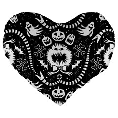 Wrapping Paper Nightmare Monster Sinister Helloween Ghost Large 19  Premium Heart Shape Cushions