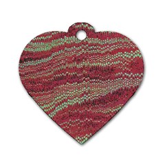 Scaly Pattern Colour Green Pink Dog Tag Heart (two Sides)