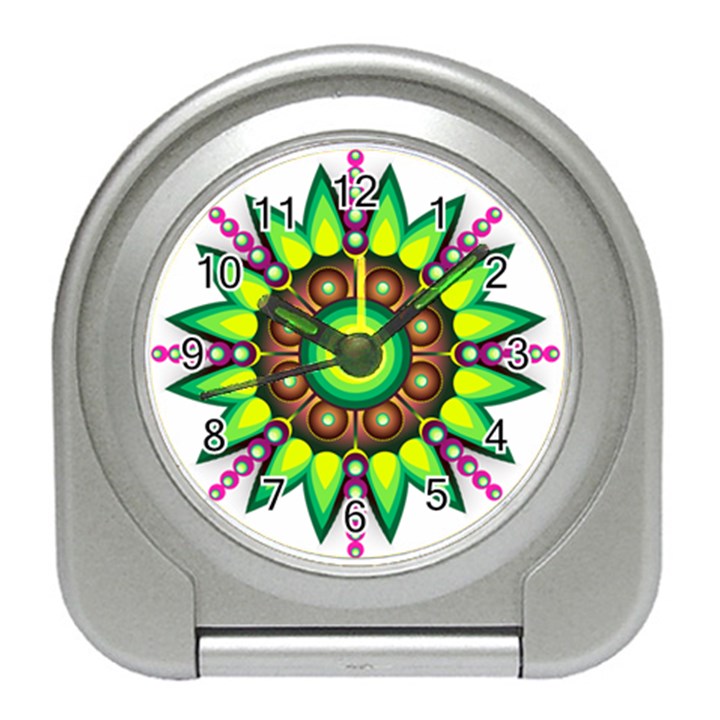 Design Elements Star Flower Floral Circle Travel Alarm Clocks