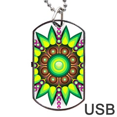 Design Elements Star Flower Floral Circle Dog Tag Usb Flash (one Side)