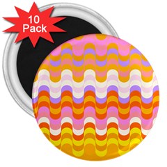 Dna Early Childhood Wave Chevron Rainbow Color 3  Magnets (10 Pack)  by Alisyart