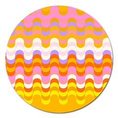 Dna Early Childhood Wave Chevron Rainbow Color Magnet 5  (round) by Alisyart