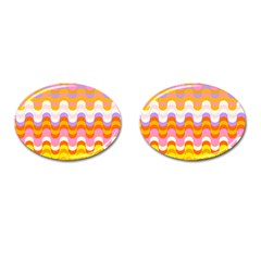 Dna Early Childhood Wave Chevron Rainbow Color Cufflinks (oval) by Alisyart