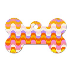 Dna Early Childhood Wave Chevron Rainbow Color Dog Tag Bone (one Side) by Alisyart