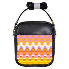 Dna Early Childhood Wave Chevron Rainbow Color Girls Sling Bags