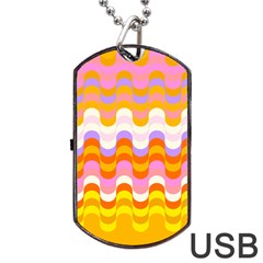 Dna Early Childhood Wave Chevron Rainbow Color Dog Tag Usb Flash (two Sides) by Alisyart