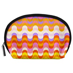 Dna Early Childhood Wave Chevron Rainbow Color Accessory Pouches (large)  by Alisyart