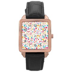 Floral Pattern Rose Gold Leather Watch  by Valentinaart