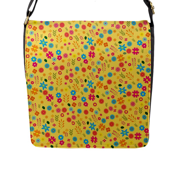 Floral pattern Flap Messenger Bag (L) 