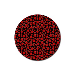 Strawberry  Pattern Rubber Coaster (round)  by Valentinaart