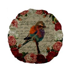 Vintage Bird Standard 15  Premium Flano Round Cushions by Valentinaart