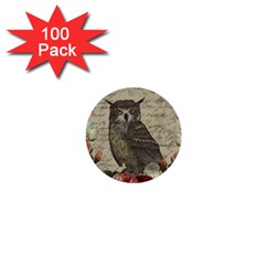 Vintage owl 1  Mini Buttons (100 pack) 