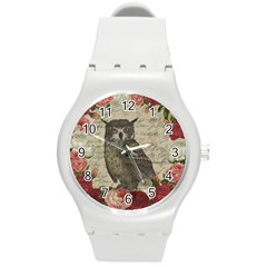 Vintage owl Round Plastic Sport Watch (M)