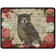 Vintage owl Double Sided Fleece Blanket (Large) 