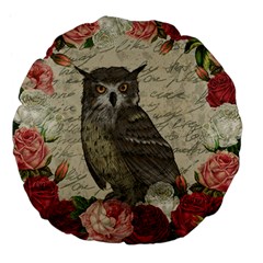 Vintage owl Large 18  Premium Flano Round Cushions