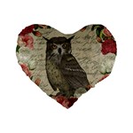 Vintage owl Standard 16  Premium Flano Heart Shape Cushions Front