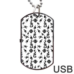 Seahorse Pattern Dog Tag Usb Flash (two Sides) by Valentinaart