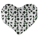Seahorse pattern Large 19  Premium Heart Shape Cushions Back