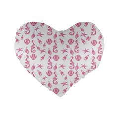 Seahorse Pattern Standard 16  Premium Flano Heart Shape Cushions by Valentinaart