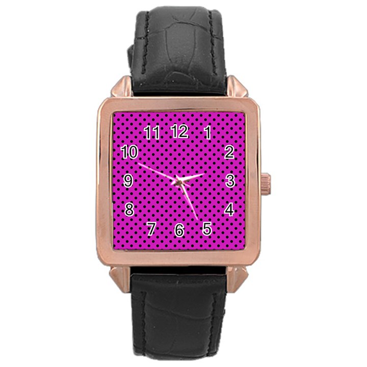 Polka dots Rose Gold Leather Watch 