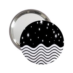 Black And White Waves And Stars Abstract Backdrop Clipart 2 25  Handbag Mirrors by Simbadda