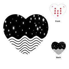 Black And White Waves And Stars Abstract Backdrop Clipart Playing Cards (heart)  by Simbadda