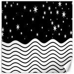Black And White Waves And Stars Abstract Backdrop Clipart Canvas 16  x 16   15.2 x15.41  Canvas - 1