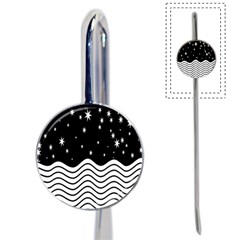 Black And White Waves And Stars Abstract Backdrop Clipart Book Mark by Simbadda