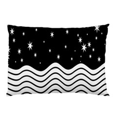 Black And White Waves And Stars Abstract Backdrop Clipart Pillow Case (two Sides) by Simbadda