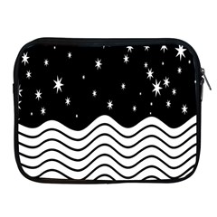 Black And White Waves And Stars Abstract Backdrop Clipart Apple Ipad 2/3/4 Zipper Cases by Simbadda