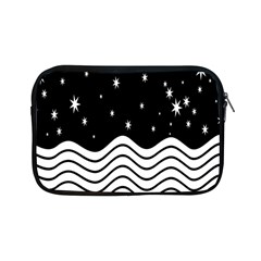 Black And White Waves And Stars Abstract Backdrop Clipart Apple Ipad Mini Zipper Cases by Simbadda