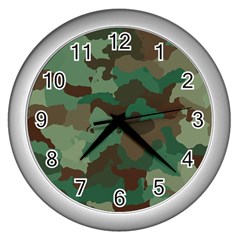 Camouflage Pattern A Completely Seamless Tile Able Background Design Wall Clocks (silver) 