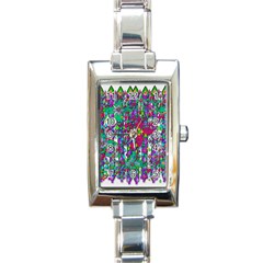 Sunny Roses In Rainy Weather Pop Art Rectangle Italian Charm Watch by pepitasart