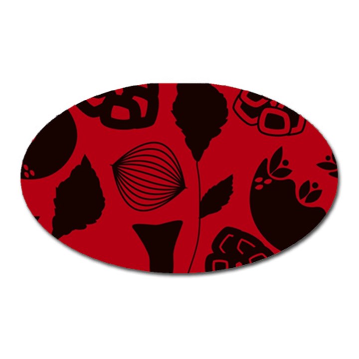 Congregation Of Floral Shades Pattern Oval Magnet