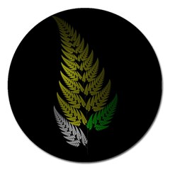 Drawing Of A Fractal Fern On Black Magnet 5  (round) by Simbadda