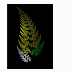 Drawing Of A Fractal Fern On Black Large Garden Flag (two Sides) by Simbadda