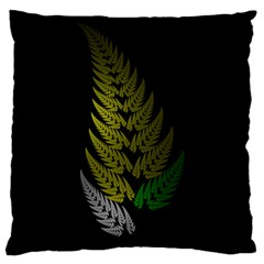 Drawing Of A Fractal Fern On Black Large Flano Cushion Case (two Sides) by Simbadda