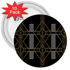 Simple Art Deco Style  3  Buttons (10 Pack)  by Simbadda