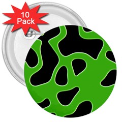 Black Green Abstract Shapes A Completely Seamless Tile Able Background 3  Buttons (10 Pack)  by Simbadda