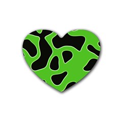 Black Green Abstract Shapes A Completely Seamless Tile Able Background Rubber Coaster (heart) 