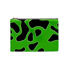 Black Green Abstract Shapes A Completely Seamless Tile Able Background Cosmetic Bag (medium)  by Simbadda