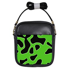Black Green Abstract Shapes A Completely Seamless Tile Able Background Girls Sling Bags by Simbadda