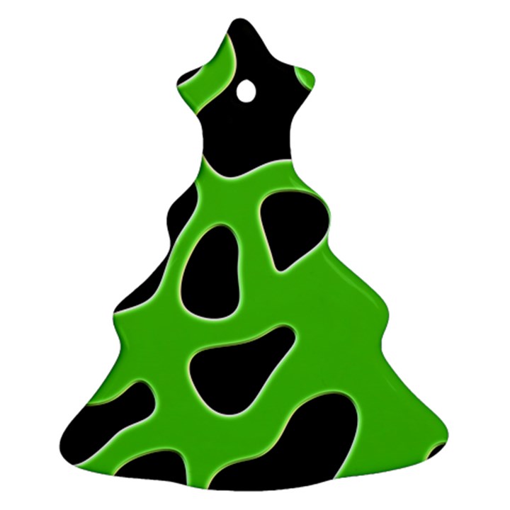 Black Green Abstract Shapes A Completely Seamless Tile Able Background Christmas Tree Ornament (Two Sides)