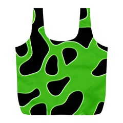 Black Green Abstract Shapes A Completely Seamless Tile Able Background Full Print Recycle Bags (l)  by Simbadda